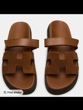 Steve Madden Men's Brown Leather & Suede Slide Sandals